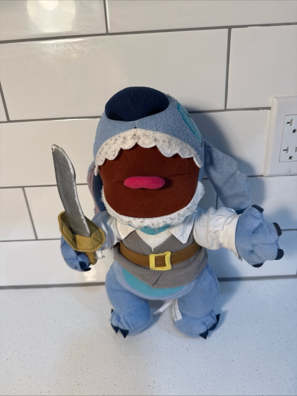 Blue Plush Shark Pirate Plush Toy with Sword